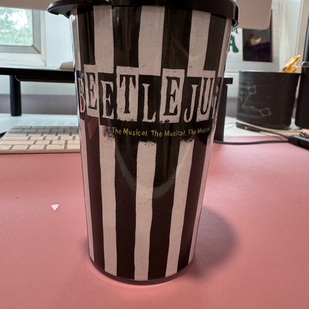 Beetlejuice The Musical Striped Reusable Tumbler - Black & White